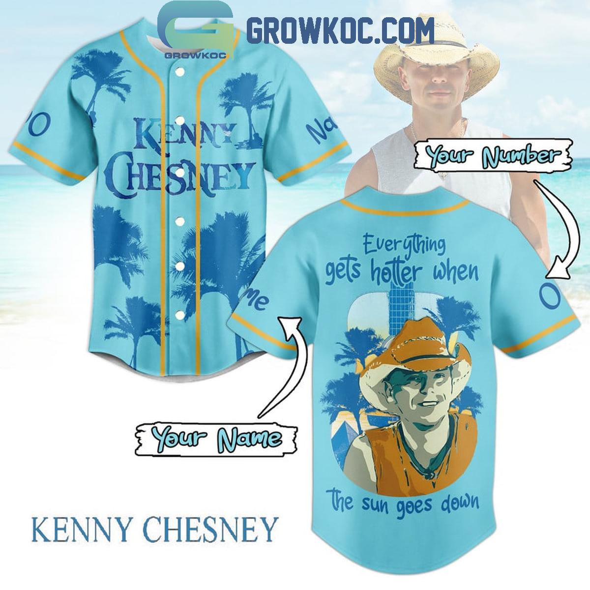 Kenny Chesney Everything Gets Hotter When The Sun Goes Down Personalized Baseball Jersey Unisex T-shirt, Sweatshirt, Hoodie, Long Sleeve Tee - T-Shirt, Sweatshirt, Hoodie