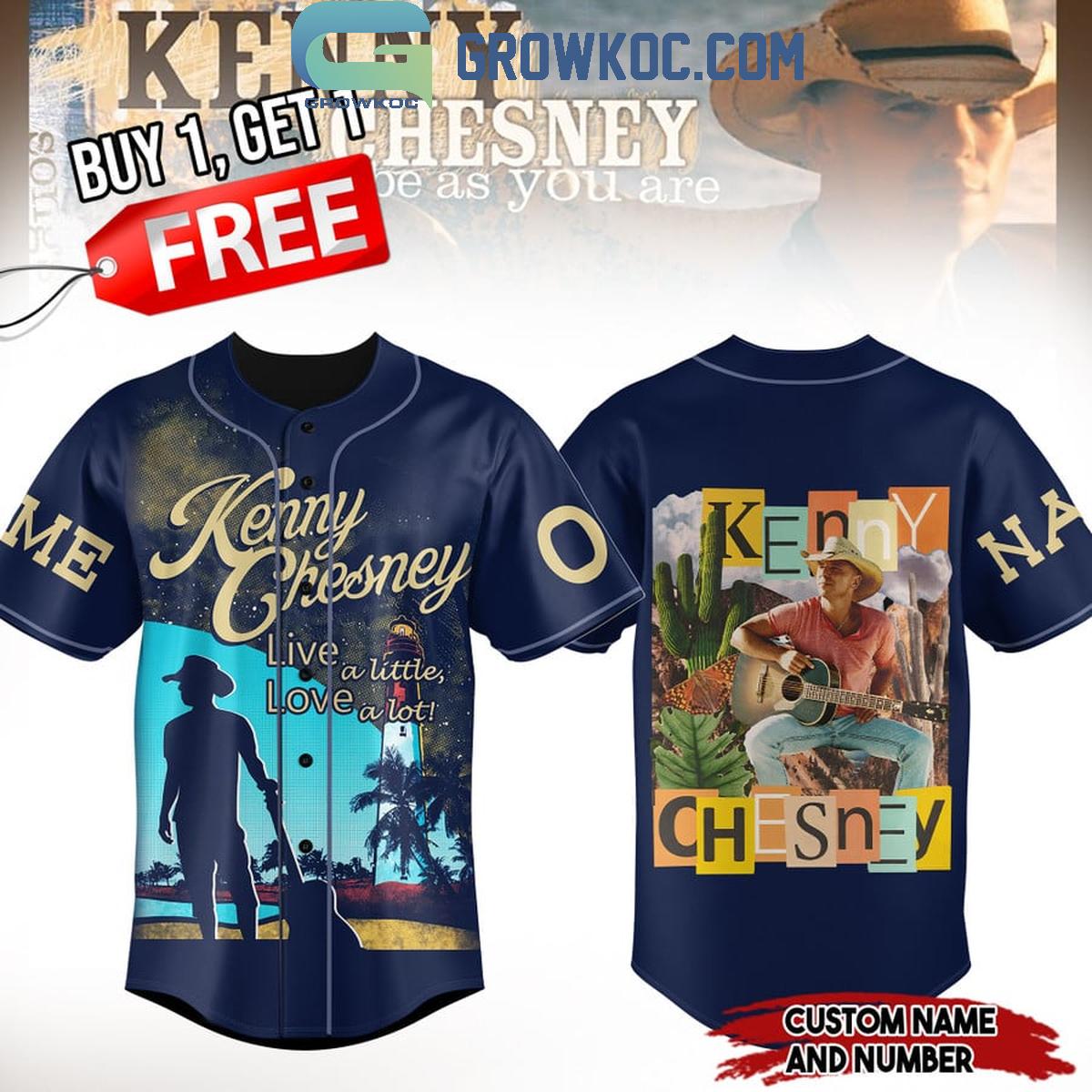 Kenny Chesney Live A Little Love A Lot Navy Personalized Baseball Jersey Unisex T-shirt, Sweatshirt, Hoodie, Long Sleeve Tee - T-Shirt, Sweatshirt, Hoodie
