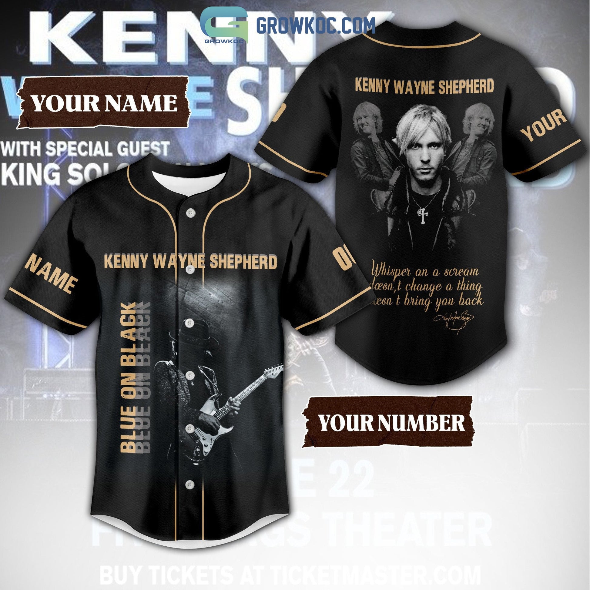 Kenny Wayne Shepherd Blue On Black Personalized Baseball Jersey Unisex T-shirt, Sweatshirt, Hoodie, Long Sleeve Tee - T-Shirt, Sweatshirt, Hoodie