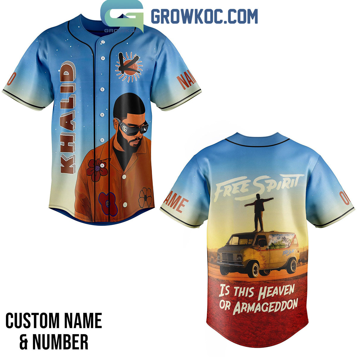 Khalid Free Spirit Is This Heaven Or Armageddon Personalized Baseball Jersey Unisex T-shirt, Sweatshirt, Hoodie, Long Sleeve Tee - T-Shirt, Sweatshirt, Hoodie