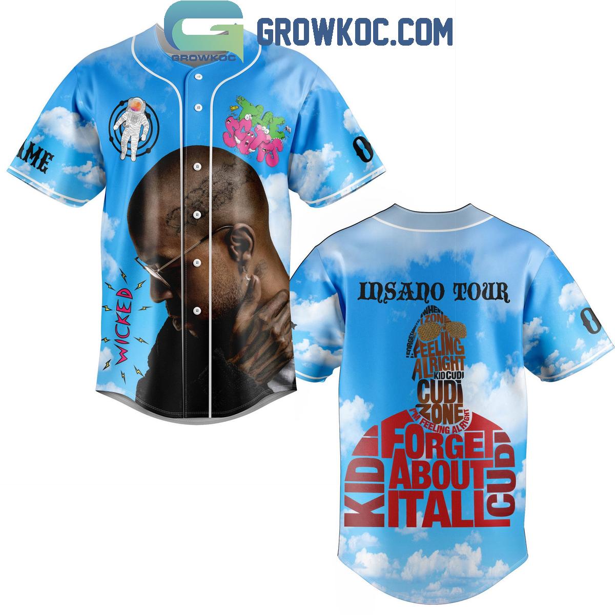 Kid Cudi Insano Tour Forget About It All Personalized Baseball Jersey Unisex T-shirt, Sweatshirt, Hoodie, Long Sleeve Tee - T-Shirt, Sweatshirt, Hoodie
