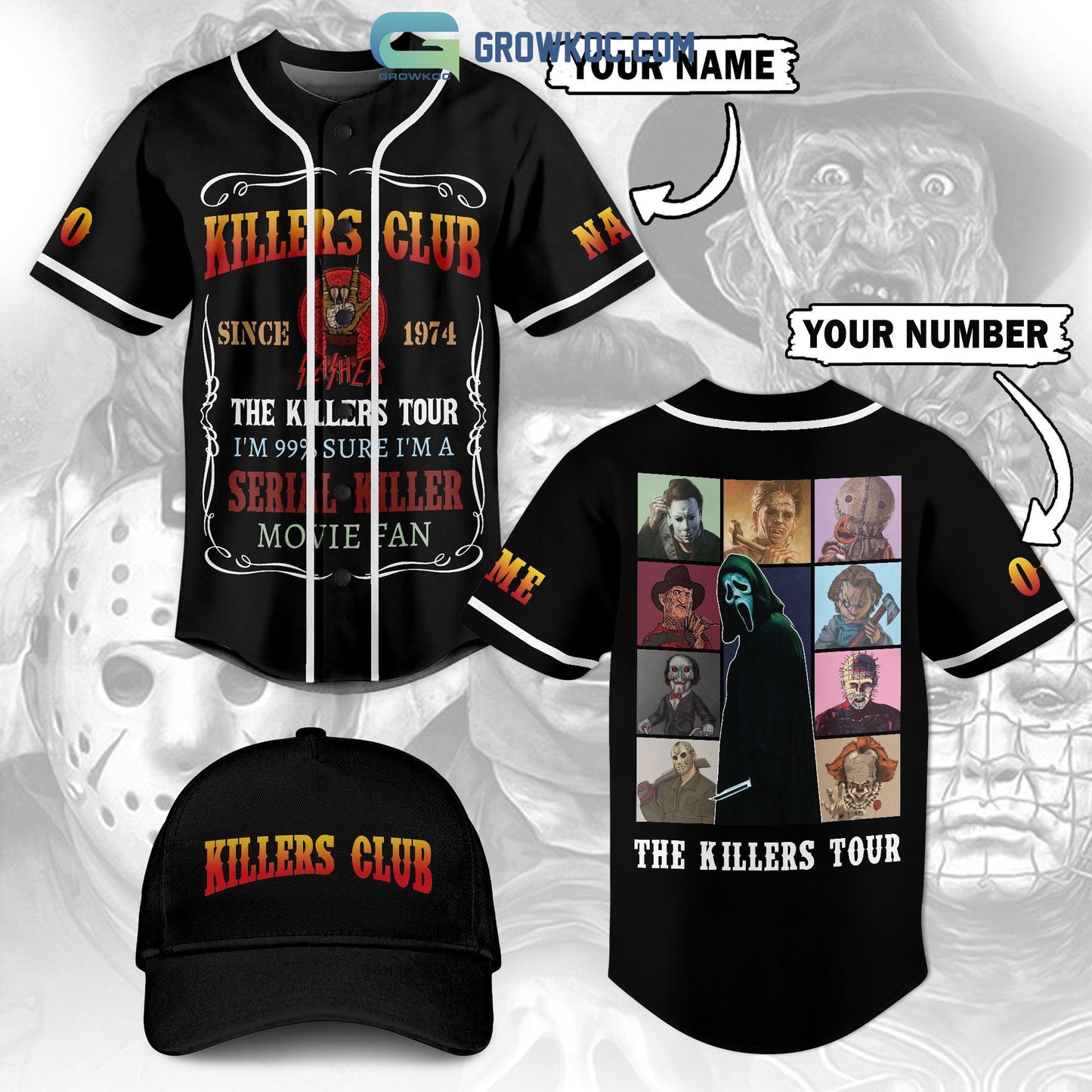 Killers Club The Killers Tour Serial Movie Fan Halloween Horror Personalized Baseball Jersey - T-Shirt, Sweatshirt, Hoodie