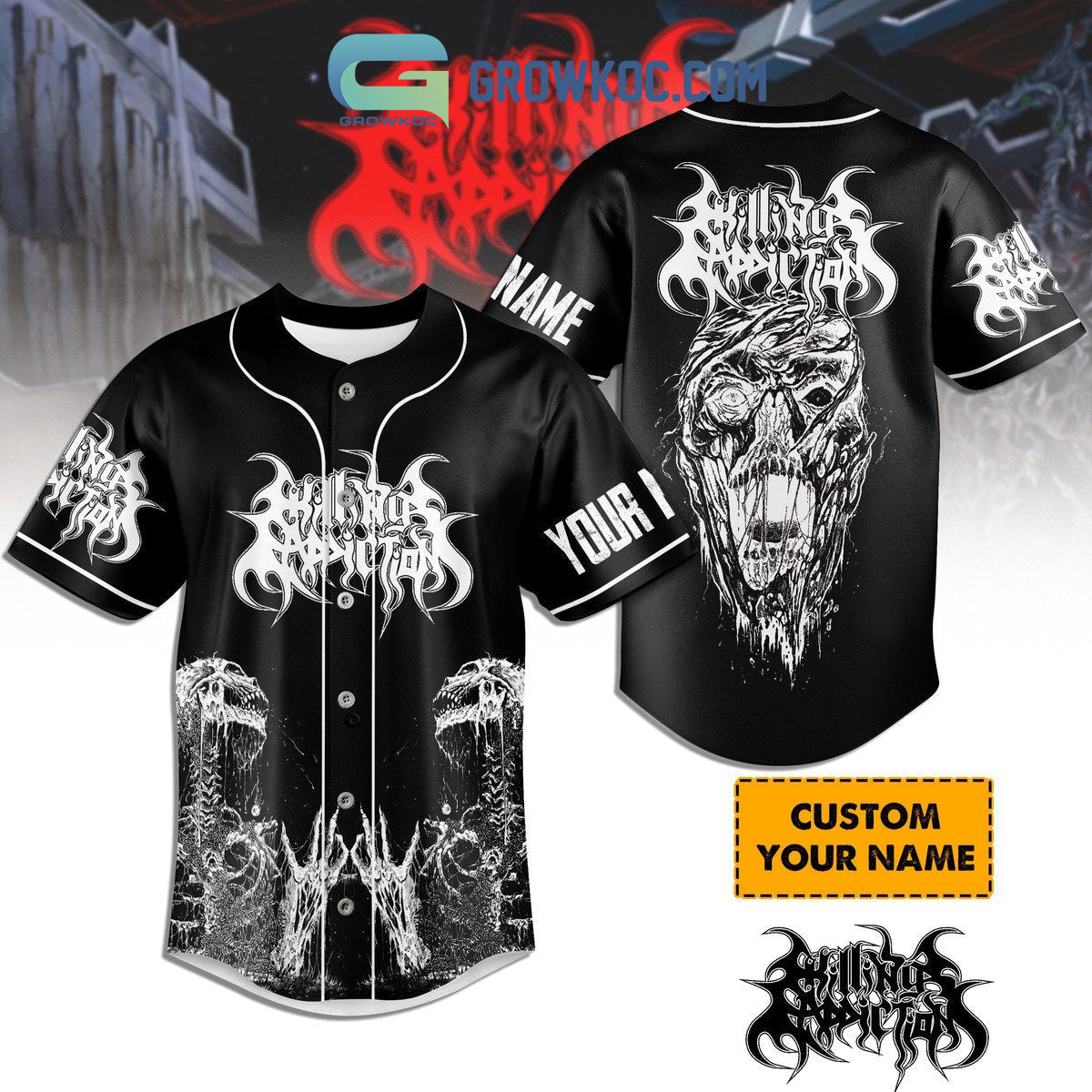 Killing Addiction Rock Band Black Design Personalized Baseball Jersey Unisex T-shirt, Sweatshirt, Hoodie, Long Sleeve Tee - T-Shirt, Sweatshirt, Hoodie