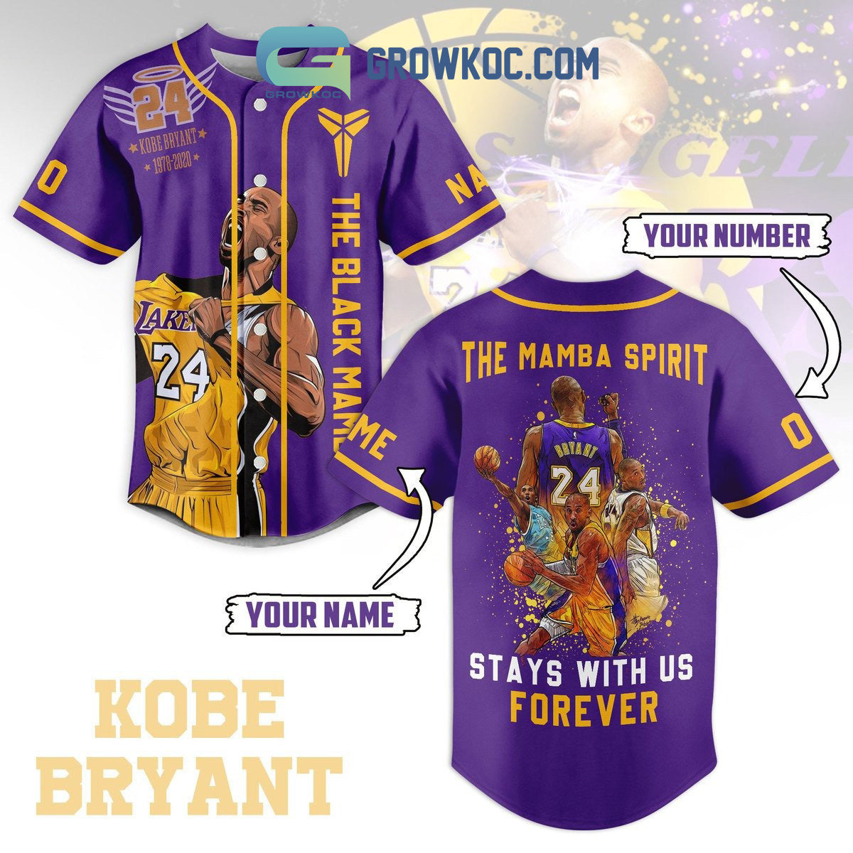 Kobe Bryant The Black Mamba Personalized Baseball Jersey Unisex T-shirt, Sweatshirt, Hoodie, Long Sleeve Tee - T-Shirt, Sweatshirt, Hoodie