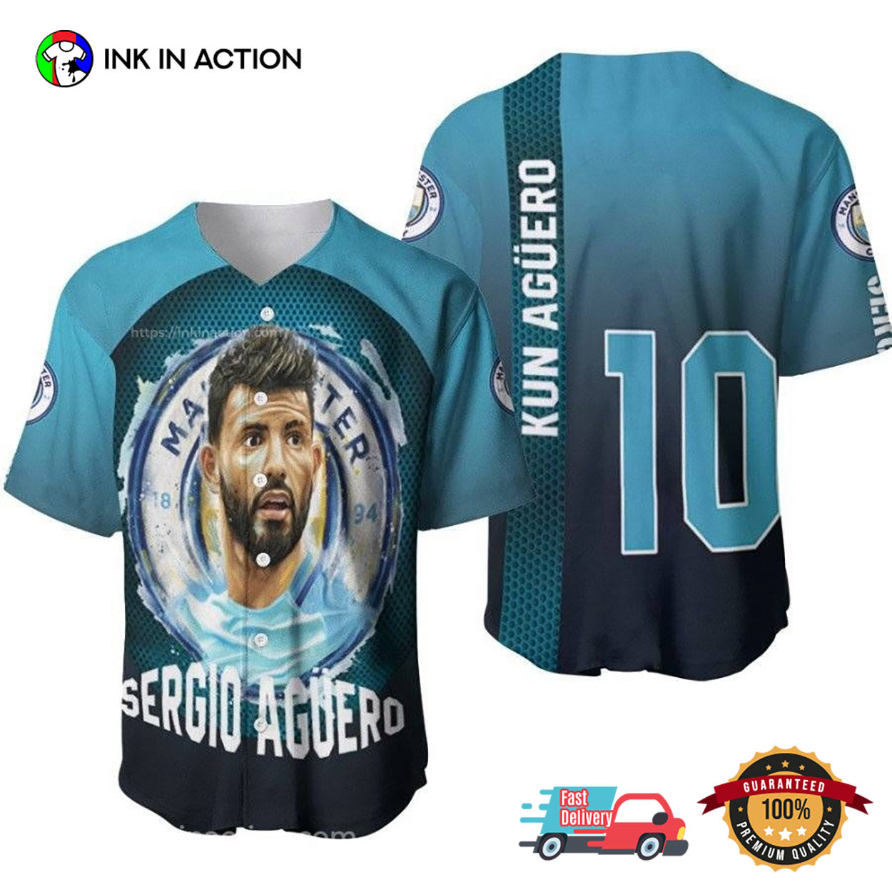 Kun Aguero Man City Aguero 10 Argentine Footballer Baseball Jersey Unisex T-shirt, Sweatshirt, Hoodie, Long Sleeve Tee - T-Shirt, Sweatshirt, Hoodie