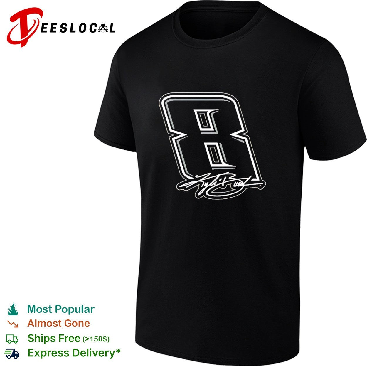 Kyle Busch Black No 8 signature shirt Unisex T-shirt, Sweatshirt, Hoodie, Long Sleeve Tee - T-Shirt, Sweatshirt, Hoodie