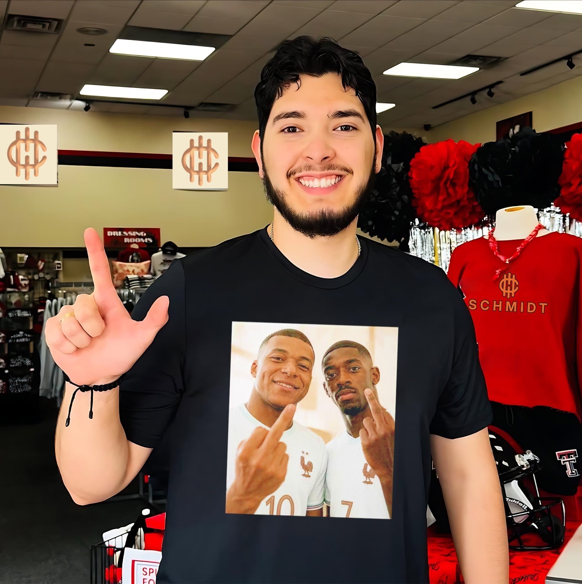Kylian Mbapp and Ousmane Dembl France National Team Middle Finger shirt Unisex T-shirt, Sweatshirt, Hoodie, Long Sleeve Tee - T-Shirt, Sweatshirt, Hoodie
