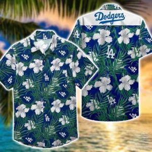 LA Dodgers Hawaiian Shirt Hibiscus Pattern Practical Beach Gift Unisex T-shirt, Sweatshirt, Hoodie, Long Sleeve Tee - T-Shirt, Sweatshirt, Hoodie