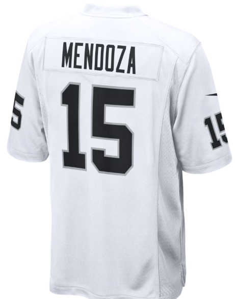 LV. Raiders #15 Fernando Mendoza White Game Player Jersey football jersey product view 1