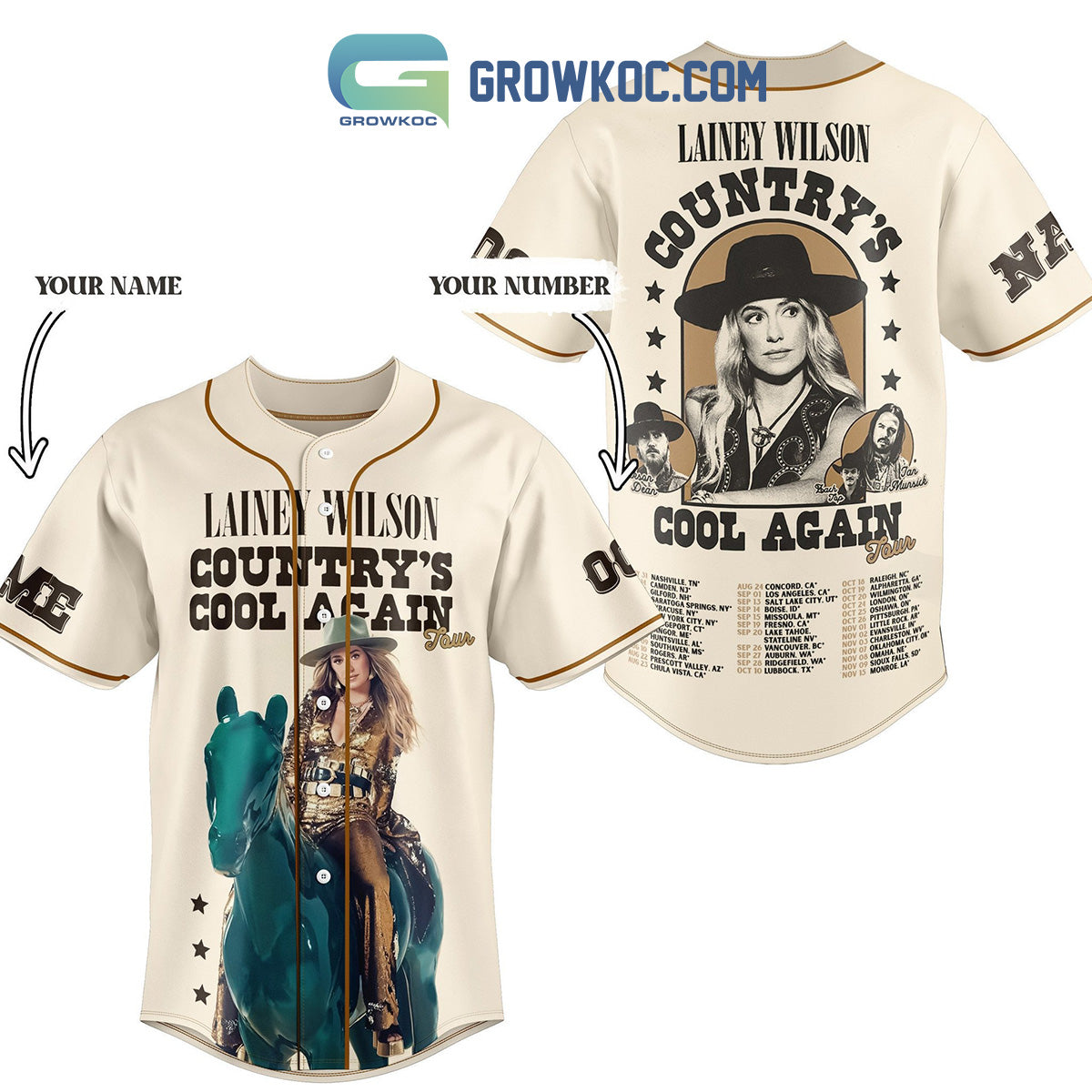 Lainey Wilson Countrys Cool Again Tour Personalized Baseball Jersey Unisex T-shirt, Sweatshirt, Hoodie, Long Sleeve Tee - T-Shirt, Sweatshirt, Hoodie