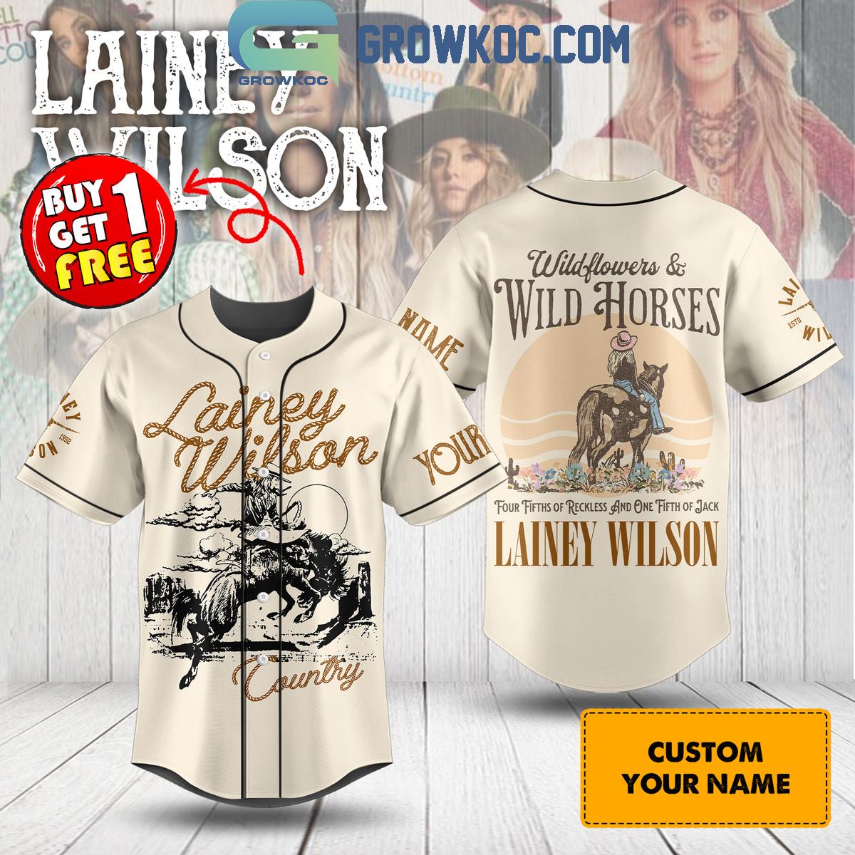 Lainey Wilson Wildflower And Wild Horses Personalized Baseball Jersey Unisex T-shirt, Sweatshirt, Hoodie, Long Sleeve Tee - T-Shirt, Sweatshirt, Hoodie
