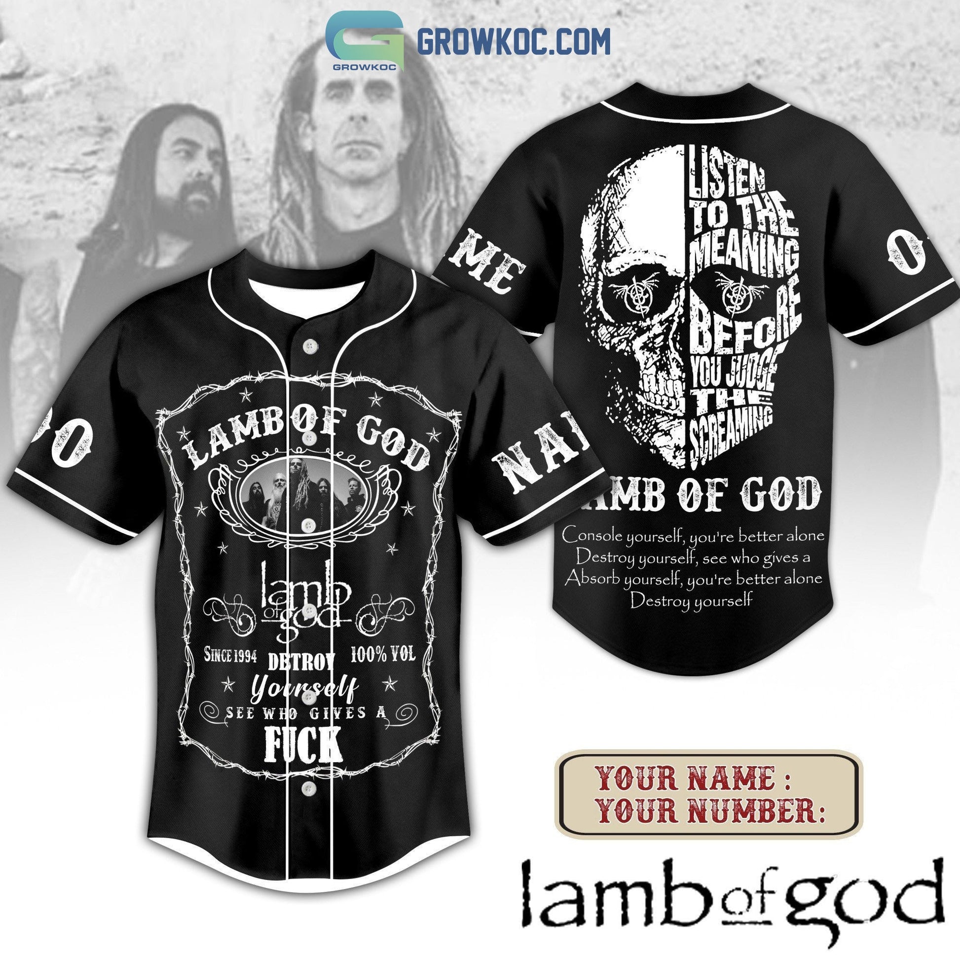 Lamb Of God Destroy Yourself Black Design Personalized Baseball Jersey Unisex T-shirt, Sweatshirt, Hoodie, Long Sleeve Tee - T-Shirt, Sweatshirt, Hoodie