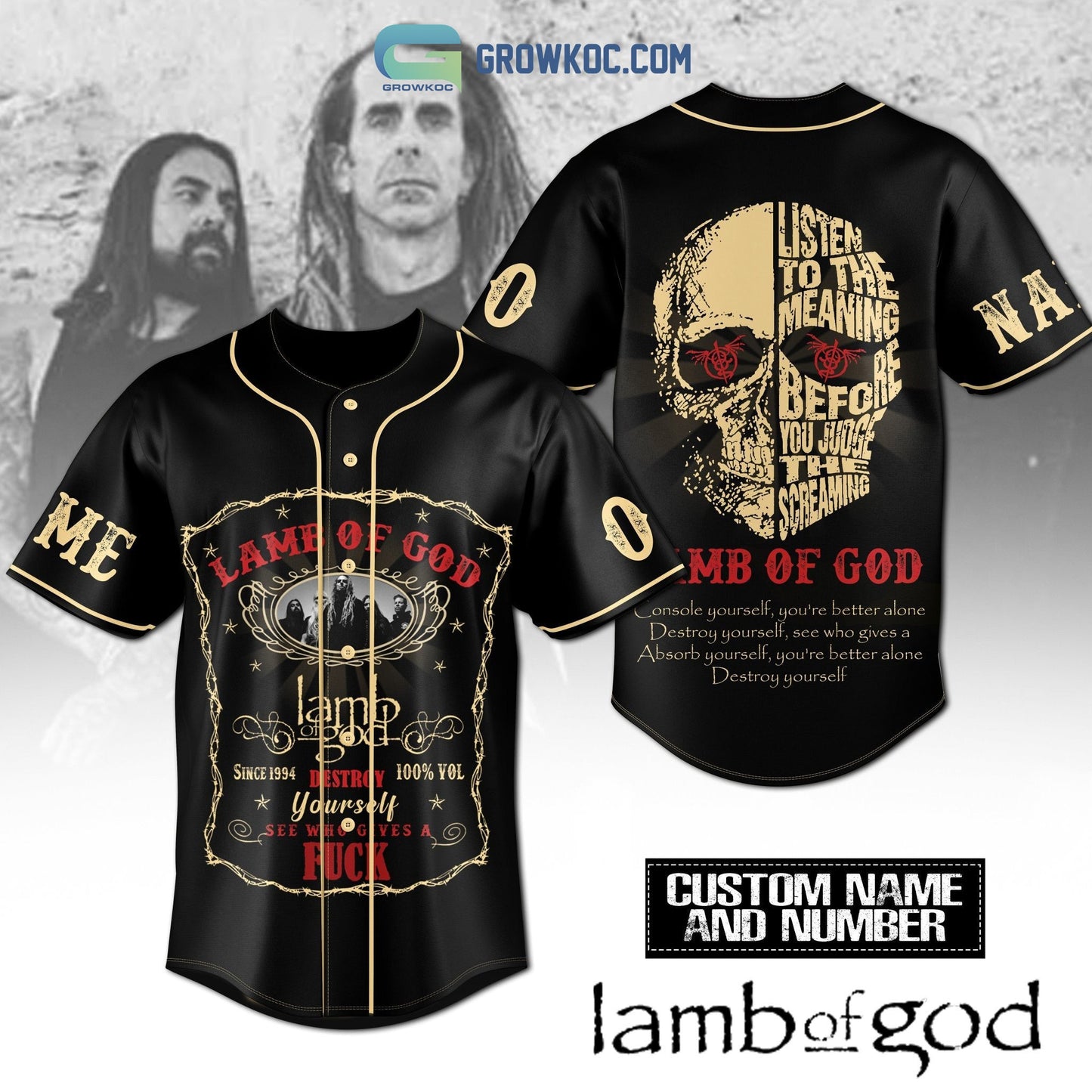 Lamb Of God Destroy Yourself Personalized Baseball Jersey Unisex T-shirt, Sweatshirt, Hoodie, Long Sleeve Tee - T-Shirt, Sweatshirt, Hoodie