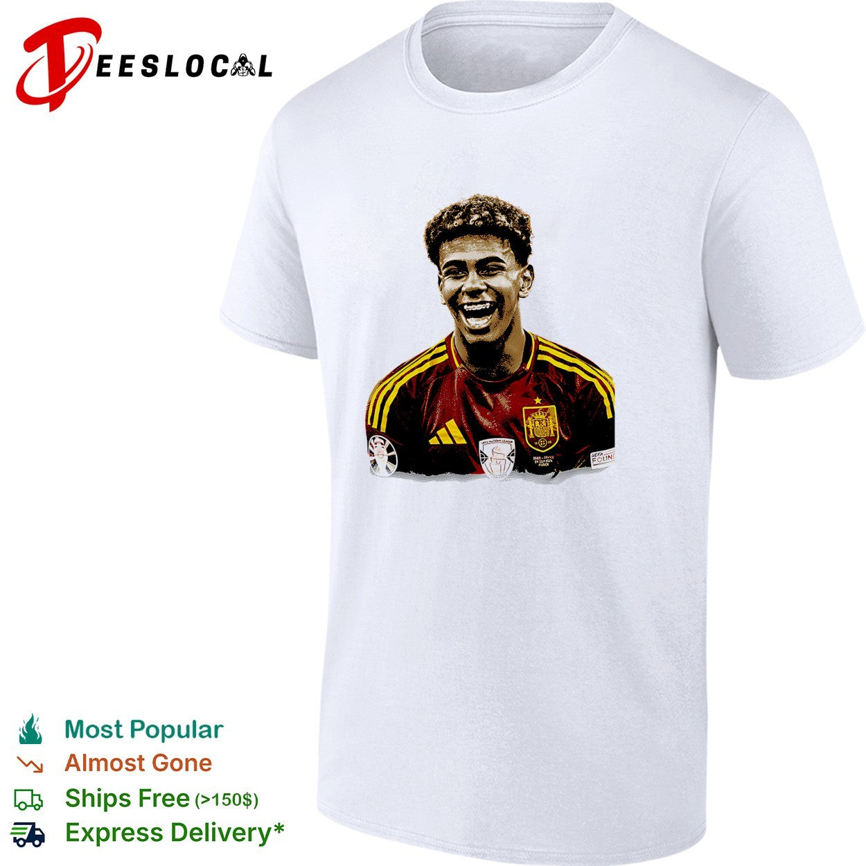 Lamine Yamal laughing Spain portrait shirt Unisex T-shirt, Sweatshirt, Hoodie, Long Sleeve Tee - T-Shirt, Sweatshirt, Hoodie