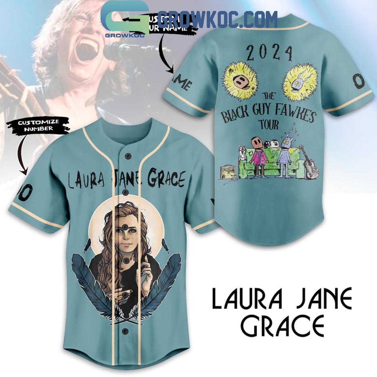 Laura Jane Grace The Black Guy Fawkes Tour 2024 Personalized Baseball Jersey Unisex T-shirt, Sweatshirt, Hoodie, Long Sleeve Tee - T-Shirt, Sweatshirt, Hoodie