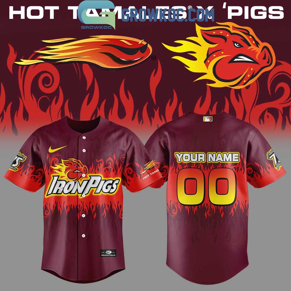 Lehigh Valley IronPigs Hot Tamales Personalized Baseball Jersey Unisex T-shirt, Sweatshirt, Hoodie, Long Sleeve Tee - T-Shirt, Sweatshirt, Hoodie