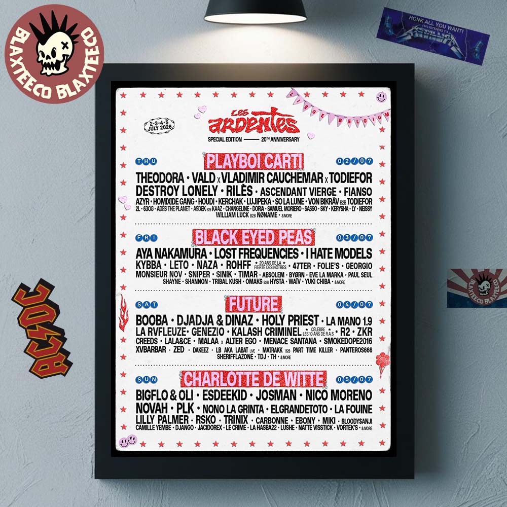 Les Ardentes 2026 Special Edition 20th Anniversary Full Lineup At Parc Astrid In Lige Belgium On July 2 3 4 5 2026 Home Decor Poster Canvas - T-Shirt, Sweatshirt, Hoodie