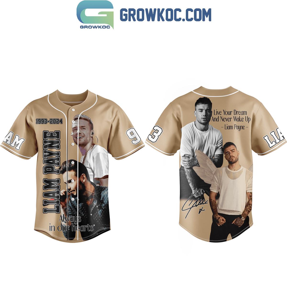 Liam Payne 1993-2024 Live Your Dream And Never Wake Up Personalized Baseball Jersey Unisex T-shirt, Sweatshirt, Hoodie, Long Sleeve Tee - T-Shirt, Sweatshirt, Hoodie
