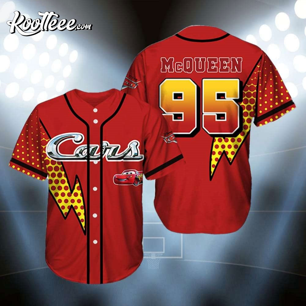 Lightning McQueen Cars Custom Name Baseball Jersey Unisex T-shirt, Sweatshirt, Hoodie, Long Sleeve Tee - T-Shirt, Sweatshirt, Hoodie