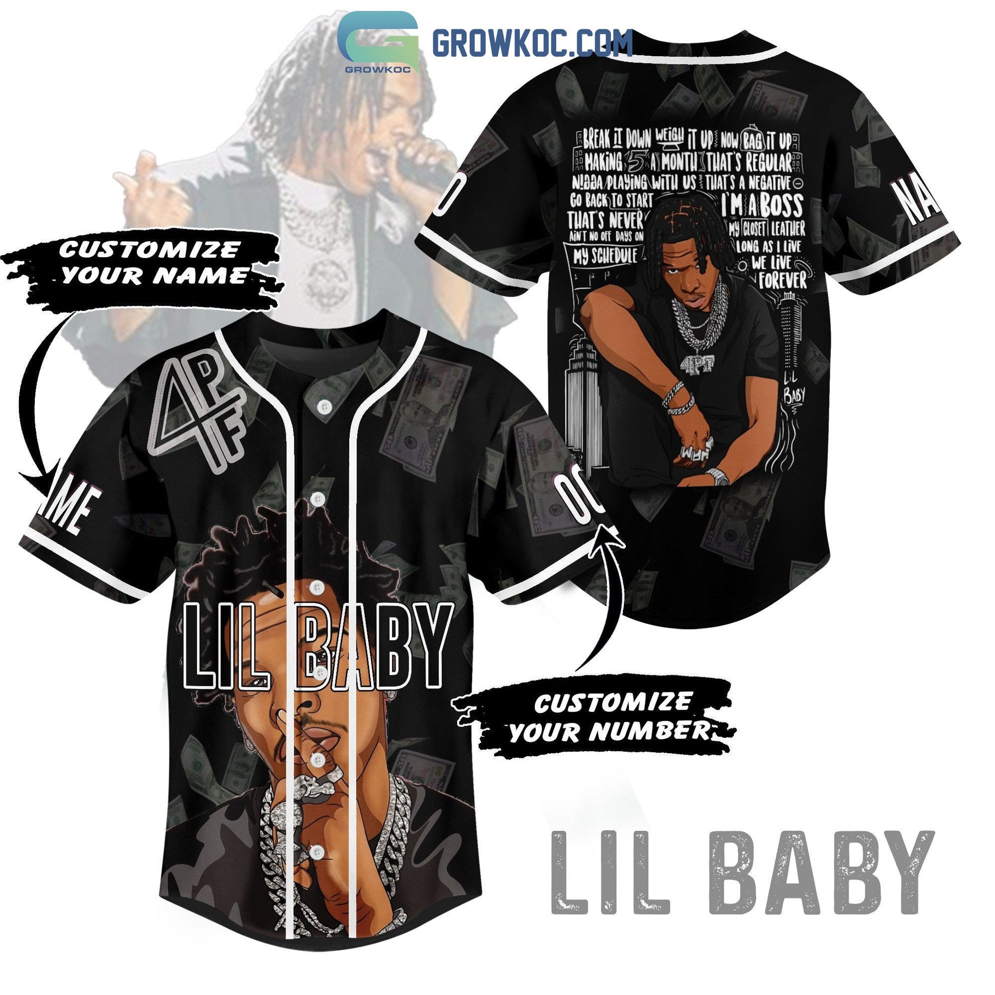Lil Baby 4PF Personalized Baseball Jersey Unisex T-shirt, Sweatshirt, Hoodie, Long Sleeve Tee - T-Shirt, Sweatshirt, Hoodie
