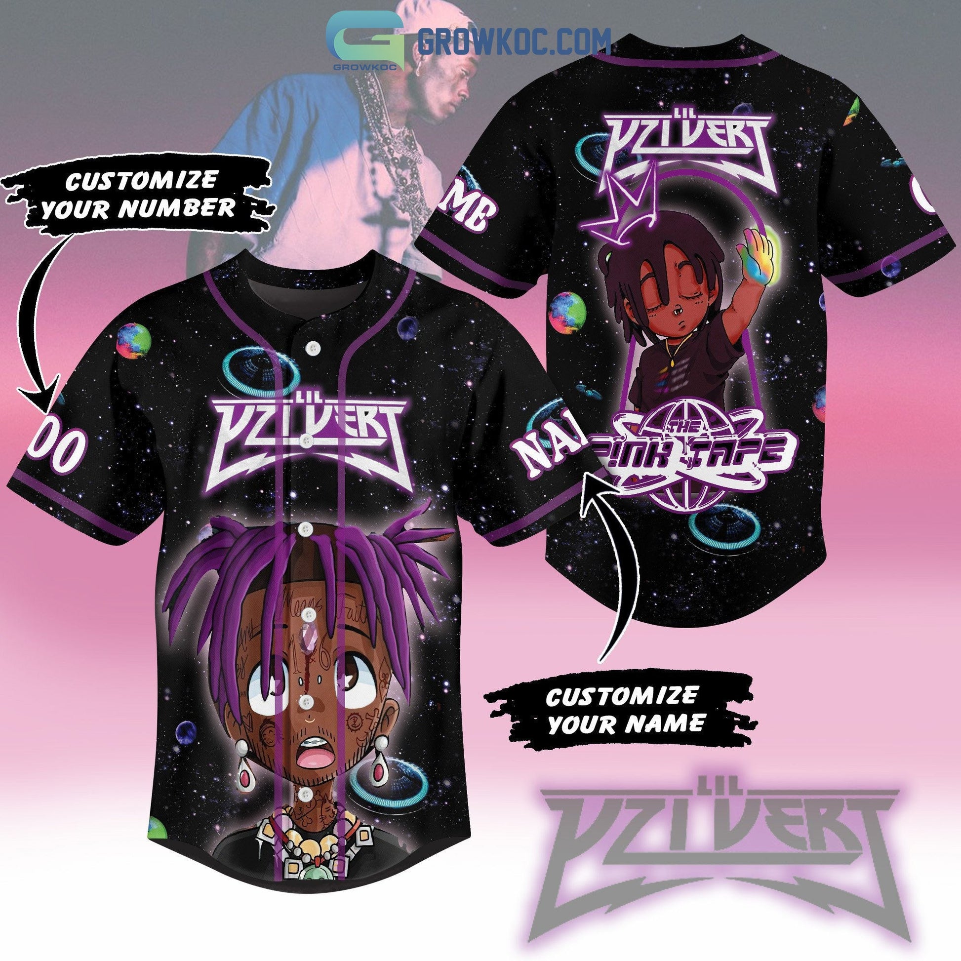 Lil Uzi Vert The Pink Tape Personalized Baseball Jersey Unisex T-shirt, Sweatshirt, Hoodie, Long Sleeve Tee - T-Shirt, Sweatshirt, Hoodie
