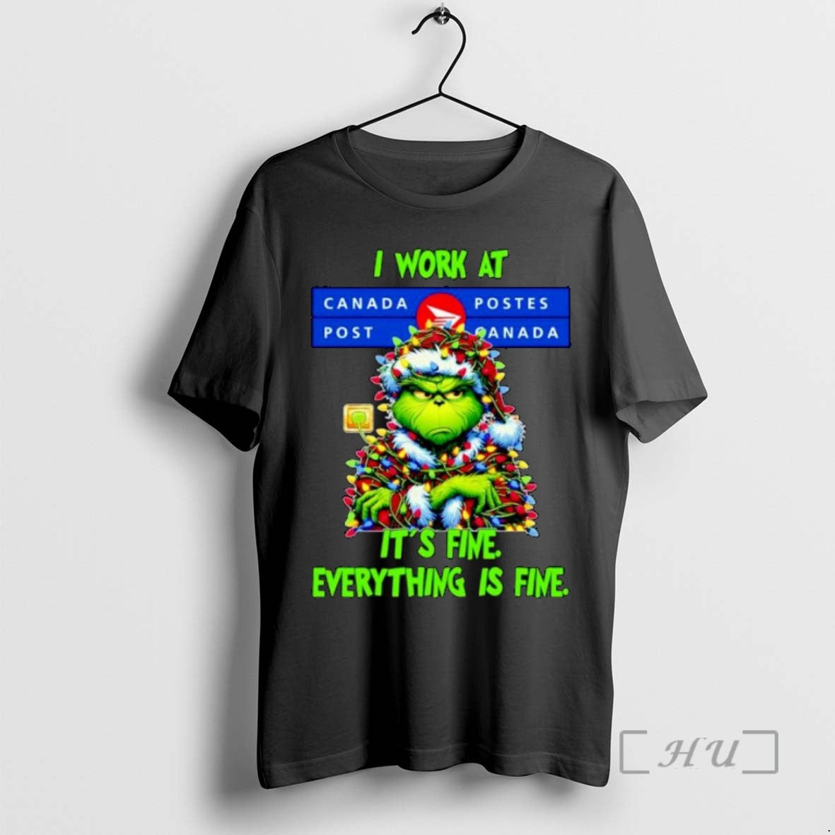 Limited Grinch Santa I Work Canada Post Fine Everything Is Fine T-Shirts, Hoodie, Sweatshirt - T-Shirt, Sweatshirt, Hoodie