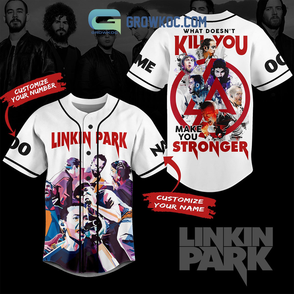 Linkin Park What Does Not Kill You Make You Stronger Custom Name Number Baseball Jersey Unisex T-shirt, Sweatshirt, Hoodie, Long Sleeve Tee - T-Shirt, Sweatshirt, Hoodie