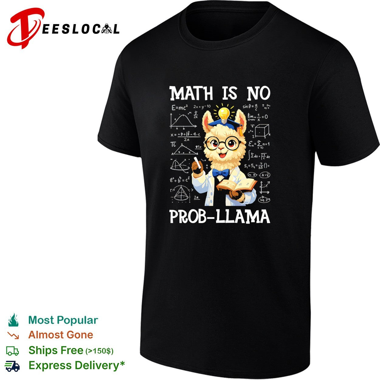 Llama scientist holding test tube math is no prob llama shirt Unisex T-shirt, Sweatshirt, Hoodie, Long Sleeve Tee - T-Shirt, Sweatshirt, Hoodie