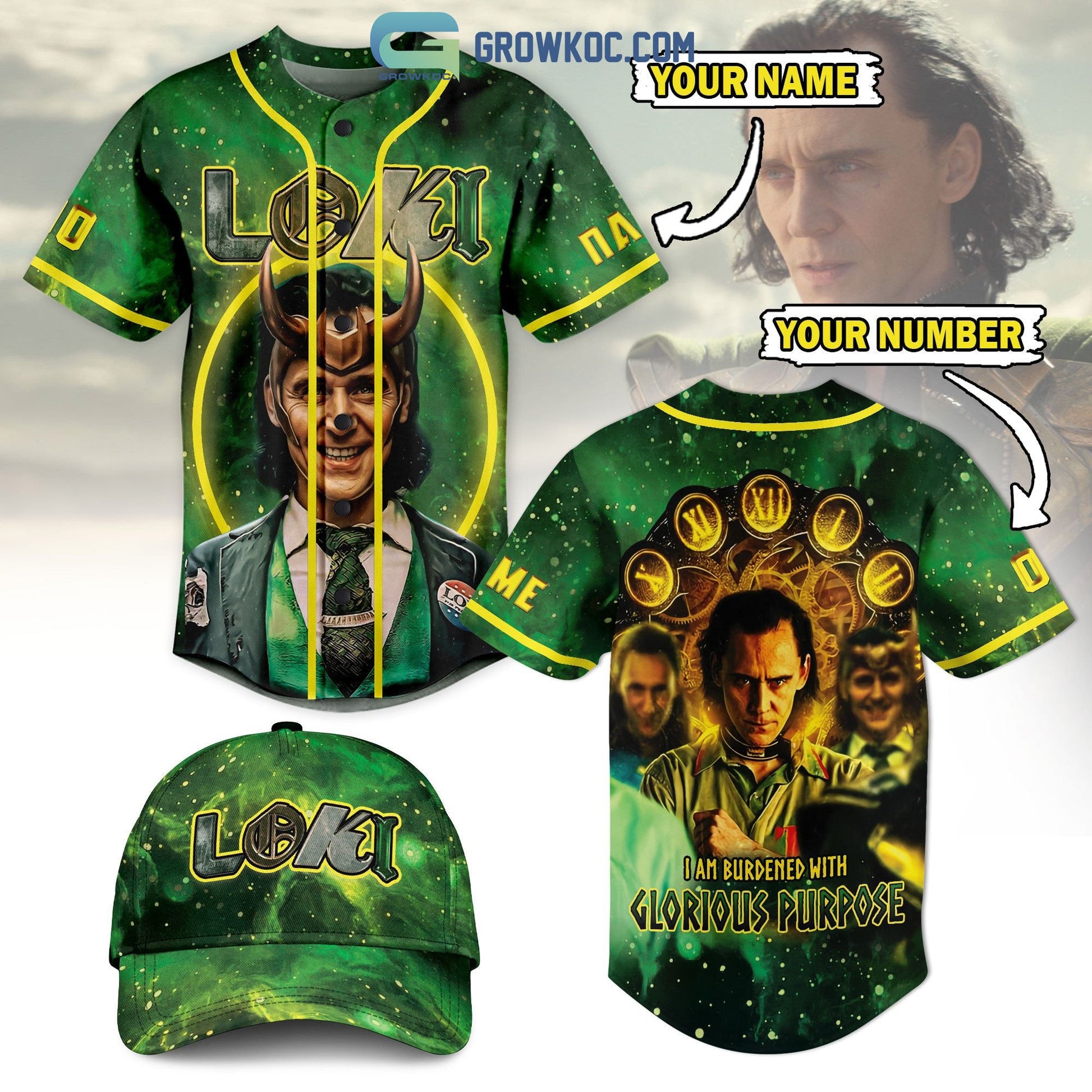 Loki I am Burdened With Glorious Purpose Personalized Baseball Jersey Unisex T-shirt, Sweatshirt, Hoodie, Long Sleeve Tee - T-Shirt, Sweatshirt, Hoodie