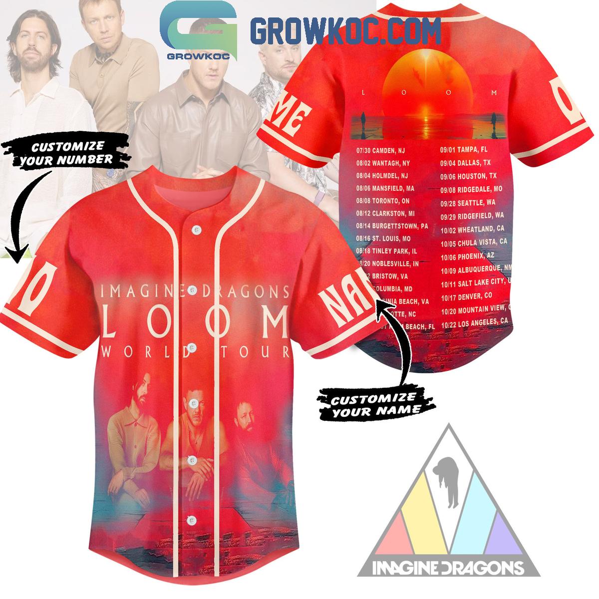 Loom Imagine Dragons World Tour 2024 Personalized Baseball Jersey Unisex T-shirt, Sweatshirt, Hoodie, Long Sleeve Tee - T-Shirt, Sweatshirt, Hoodie