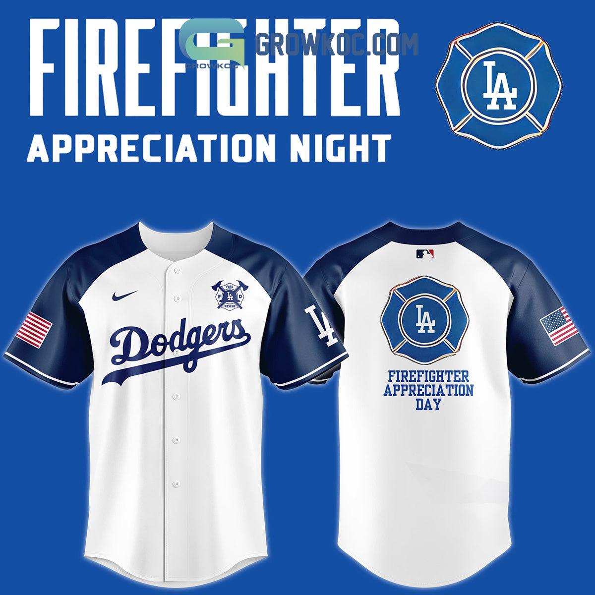 Los Angeles Dodgers 2024 Firefighter Appreciation Day Baseball Jersey Unisex T-shirt, Sweatshirt, Hoodie, Long Sleeve Tee - T-Shirt, Sweatshirt, Hoodie