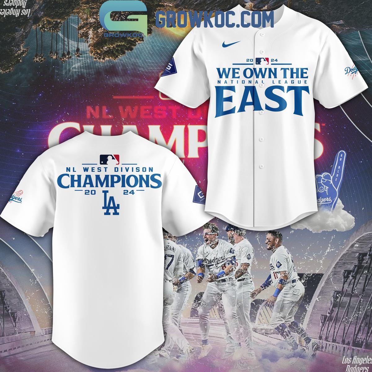 Los Angeles Dodgers 2024 NL West Champions Celebration Baseball Jersey Unisex T-shirt, Sweatshirt, Hoodie, Long Sleeve Tee - T-Shirt, Sweatshirt, Hoodie
