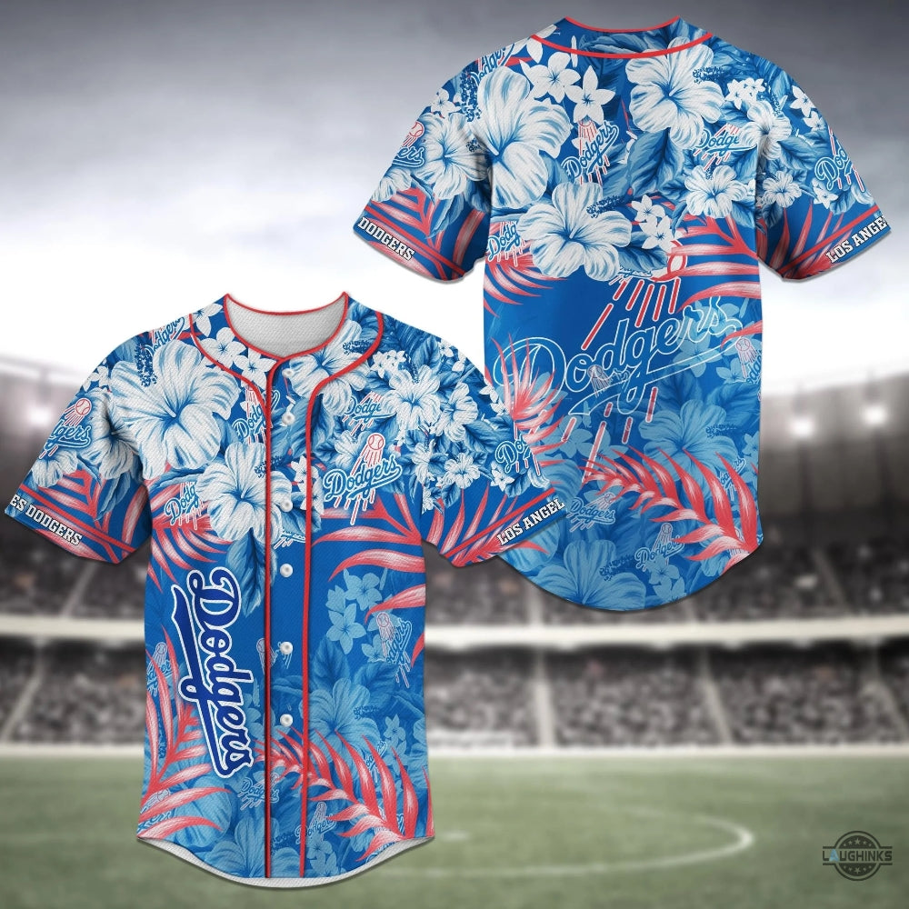Los Angeles Dodgers Baseball Jersey Shirt Flower Design Hibiscus La Dodgers 2024 All Over Printed Uniform Shirts Mlb Shop Gift For Shohei Ohtani Fans - T-Shirt, Sweatshirt, Hoodie