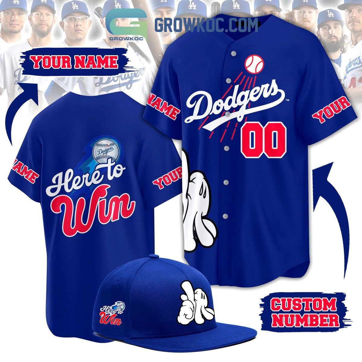 Los Angeles Dodgers Here To Win Personalized Baseball Jersey Unisex T-shirt, Sweatshirt, Hoodie, Long Sleeve Tee - T-Shirt, Sweatshirt, Hoodie