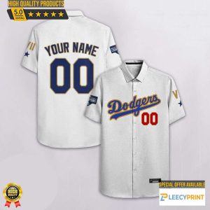 Los Angeles Dodgers Logo Hawaiian Shirt, Cheap Men Dodgers Baseball Apparel Custom Name White Shirt, MLB Hawaiian Shirt - T-Shirt, Sweatshirt, Hoodie