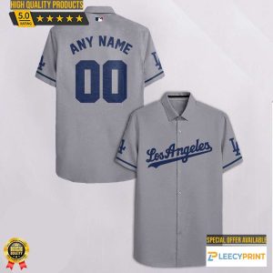 Los Angeles Dodgers Logo Hawaiian Shirt, Cheap Men Dodgers Baseball Apparel Custom Shirt Grey, MLB Hawaiian Shirt - T-Shirt, Sweatshirt, Hoodie