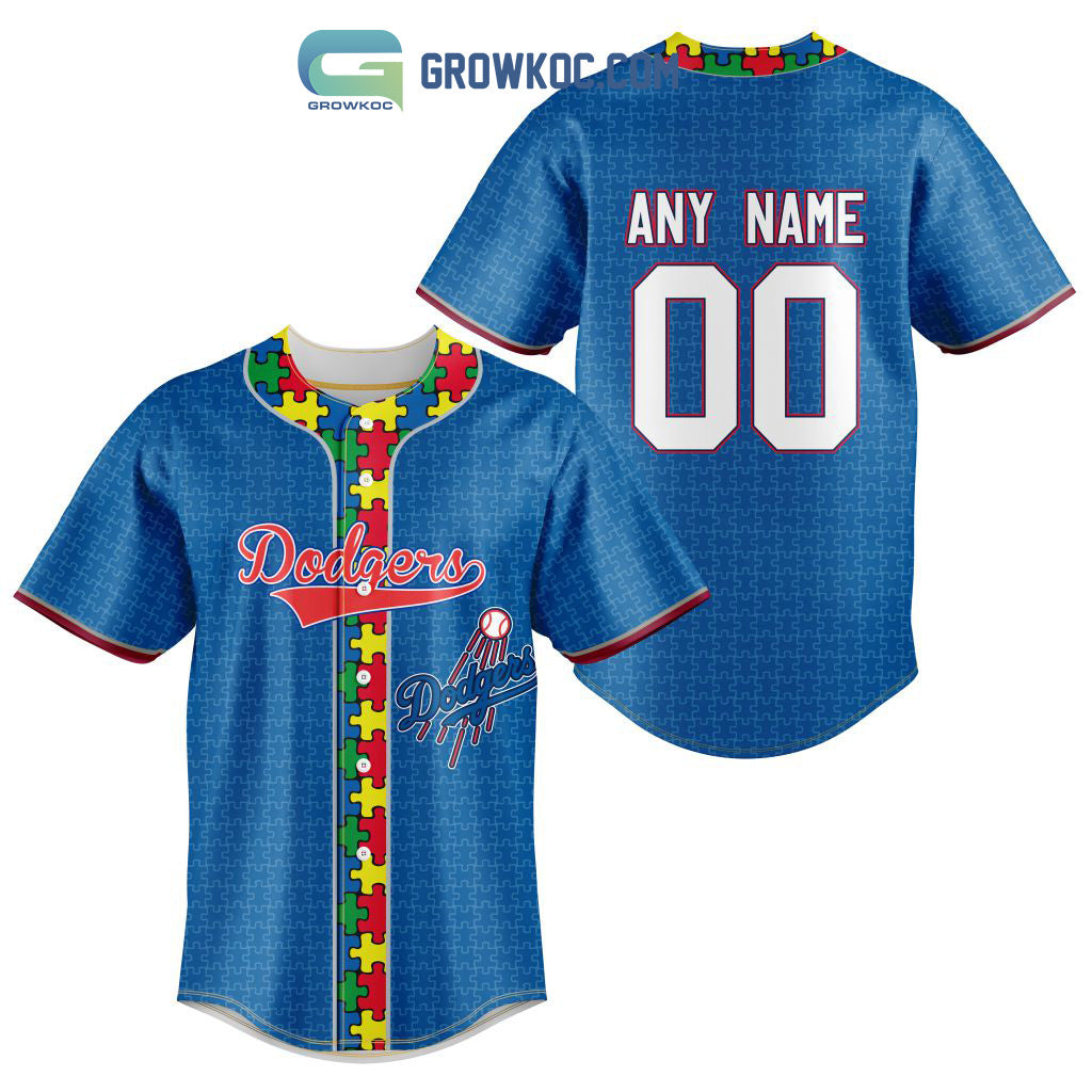 Los Angeles Dodgers MLB Fearless Against Autism Personalized Baseball Jersey Unisex T-shirt, Sweatshirt, Hoodie, Long Sleeve Tee - T-Shirt, Sweatshirt, Hoodie