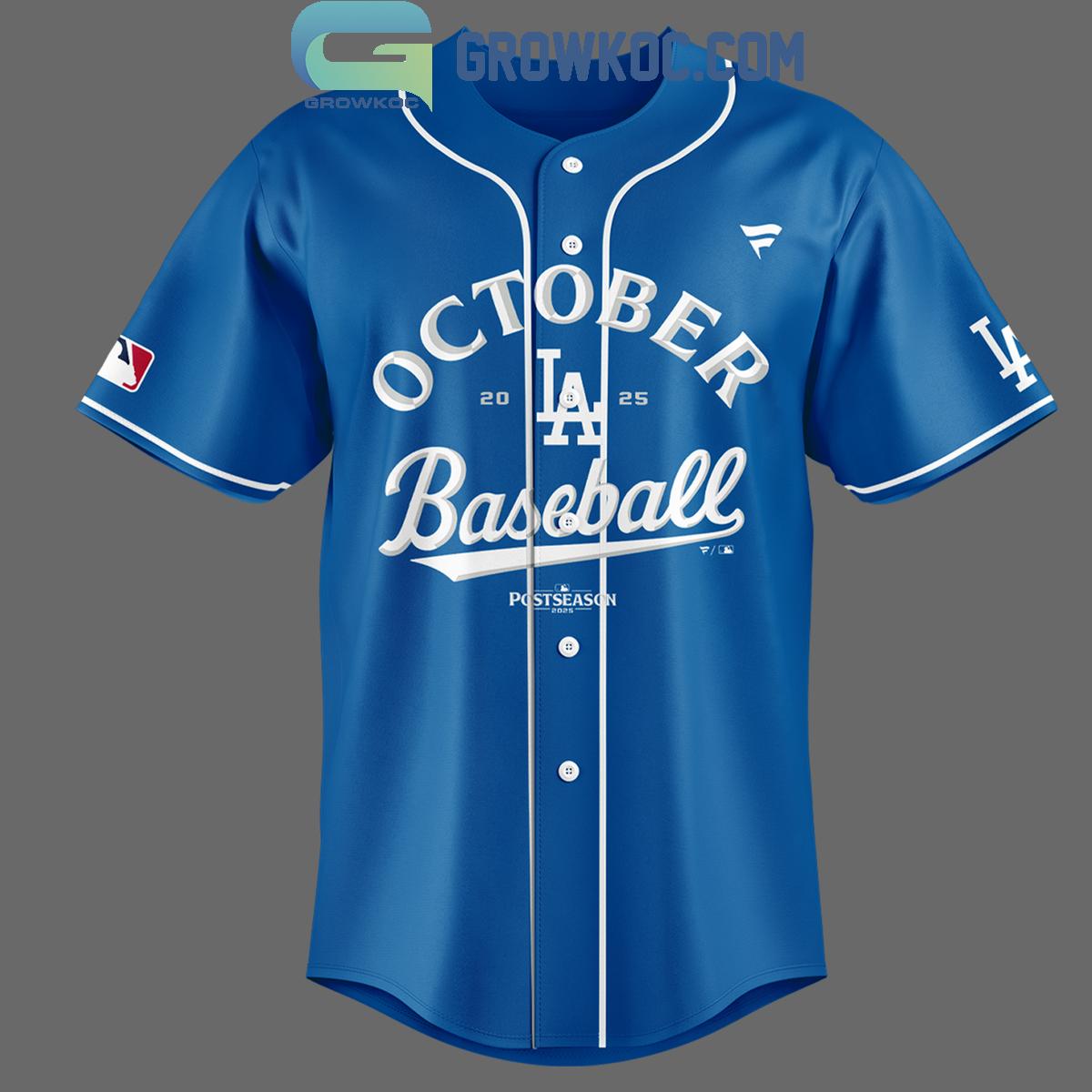 Los Angeles Dodgers October Clinched 2025 Baseball Jersey Unisex T-shirt, Sweatshirt, Hoodie, Long Sleeve Tee - T-Shirt, Sweatshirt, Hoodie