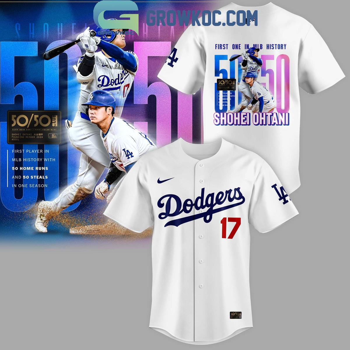 Los Angeles Dodgers Shohei Ohtani Is The Only Member Of 50/50 Club Baseball Jersey Unisex T-shirt, Sweatshirt, Hoodie, Long Sleeve Tee - T-Shirt, Sweatshirt, Hoodie