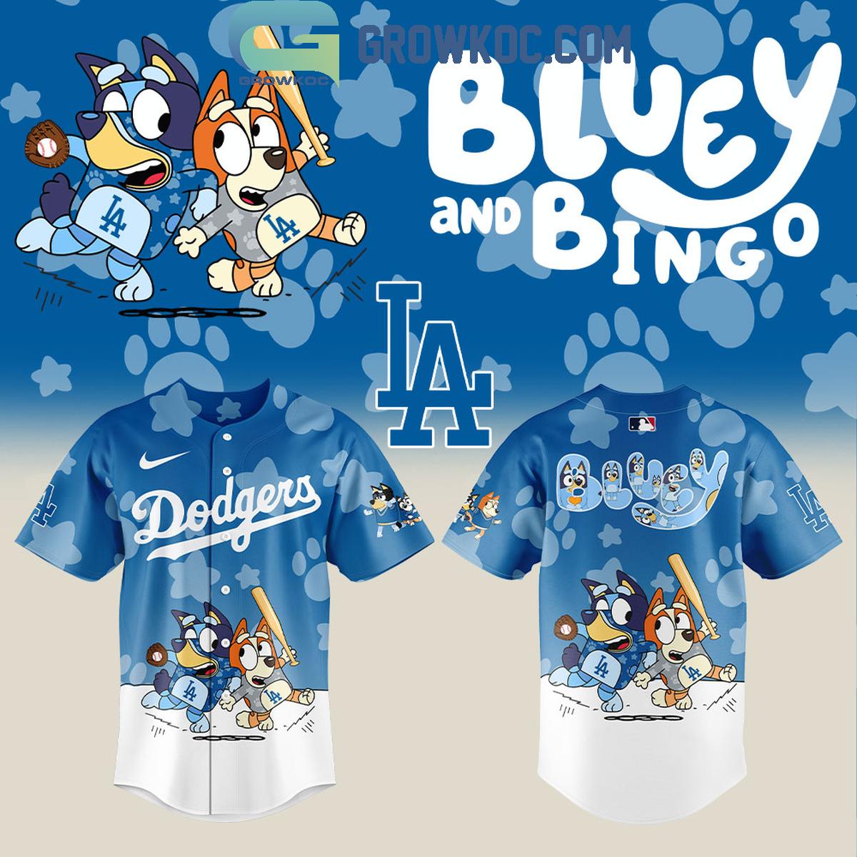 Los Angeles Dodgers x Bluey and Bingo Baseball Jersey Unisex T-shirt, Sweatshirt, Hoodie, Long Sleeve Tee - T-Shirt, Sweatshirt, Hoodie