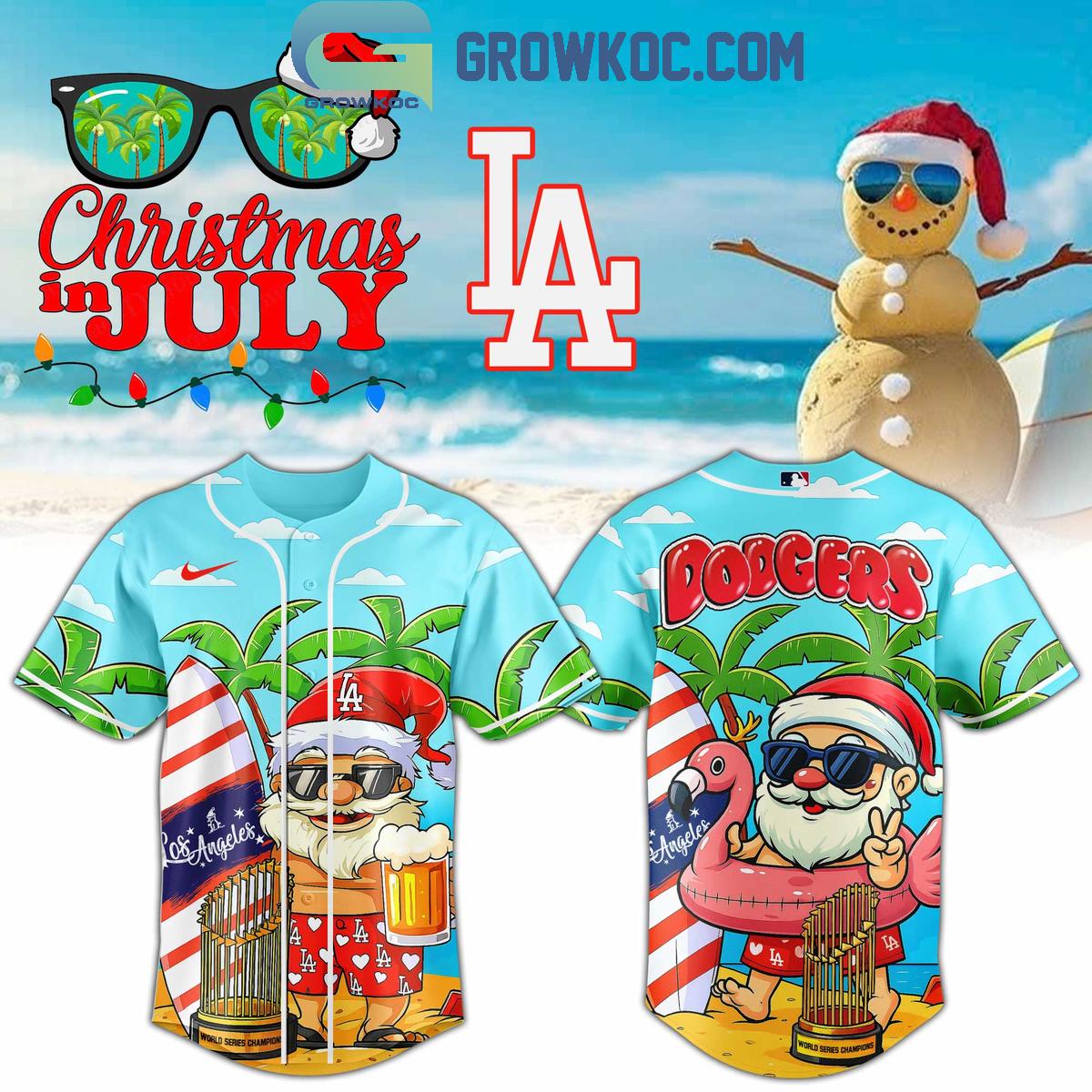 Los Angeles Dodgers x Christmas in July 2025 Baseball Jersey Unisex T-shirt, Sweatshirt, Hoodie, Long Sleeve Tee - T-Shirt, Sweatshirt, Hoodie