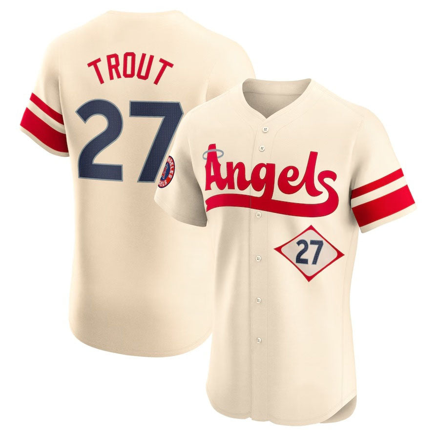 Los Angeles Angels #27 Mike Trout Cream City Connect Elite Player Stitched Baseball Jersey baseball jersey product view 1