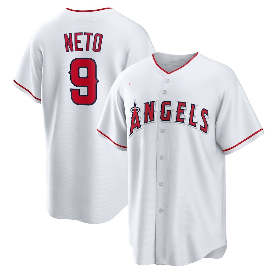 Los Angeles Angels #9 Zach Neto Home Replica Jersey - White Stitched Baseball Jersey baseball jersey product view 1