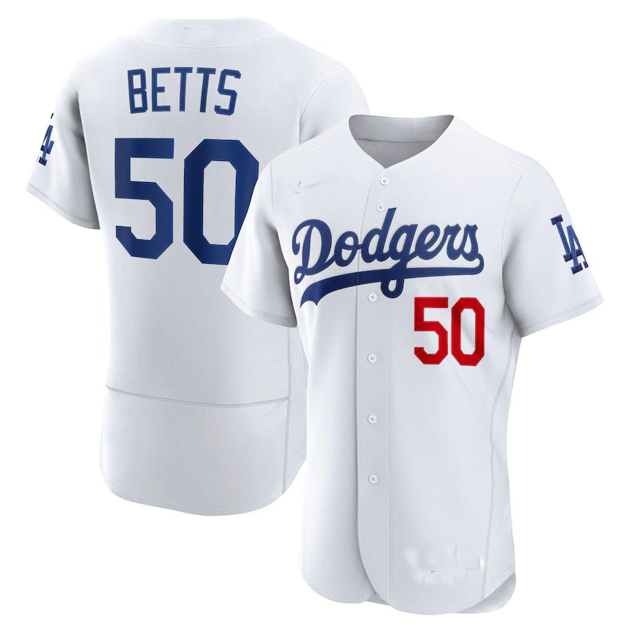 Los Angeles Dodgers #50 Mookie Betts White Home Authentic Player Jersey Baseball Jerseys baseball jersey product view 1