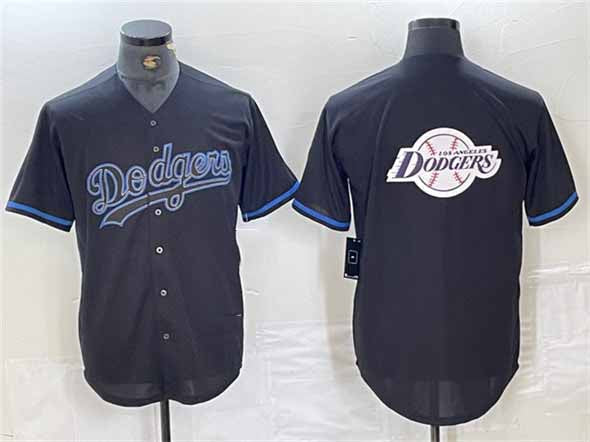 Los Angeles Dodgers Team Big Logo Black Fashion Stitched Baseball Jersey baseball jersey product view 1