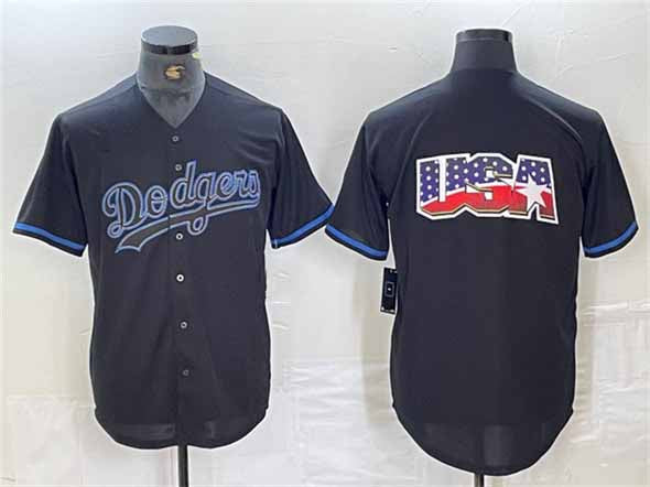 Los Angeles Dodgers Team Big Logo Black Fashion Stitched Baseball Jerseys baseball jersey product view 1