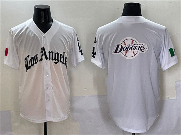Los Angeles Dodgers Team Big Logo White Mexico 2025 LA Gothic Style With Fernando Patch Vapor Premier Limited Stitched Baseball Jersey baseball jersey product view 1