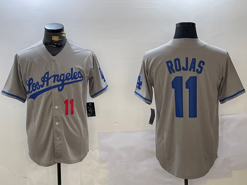 Los Angeles Dodgers #11 Miguel Rojas Number Grey With los Cool Base Stitched Baseball Jerseys baseball jersey product view 1