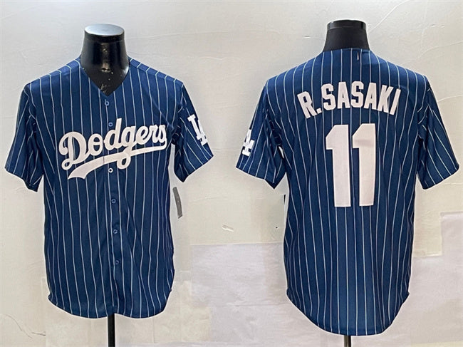 Los Angeles Dodgers #11 Roki Sasaki Navy Cool Base Stitched Baseball Jersey baseball jersey product view 1
