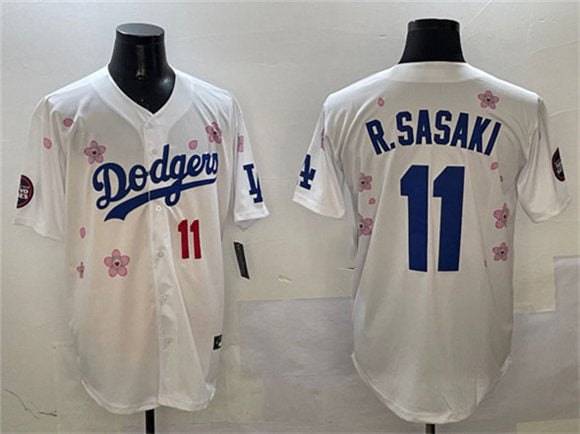 Los Angeles Dodgers #11 Roki Sasaki White 2025 Tokyo Series Limited Stitched Baseball Jersey baseball jersey product view 1